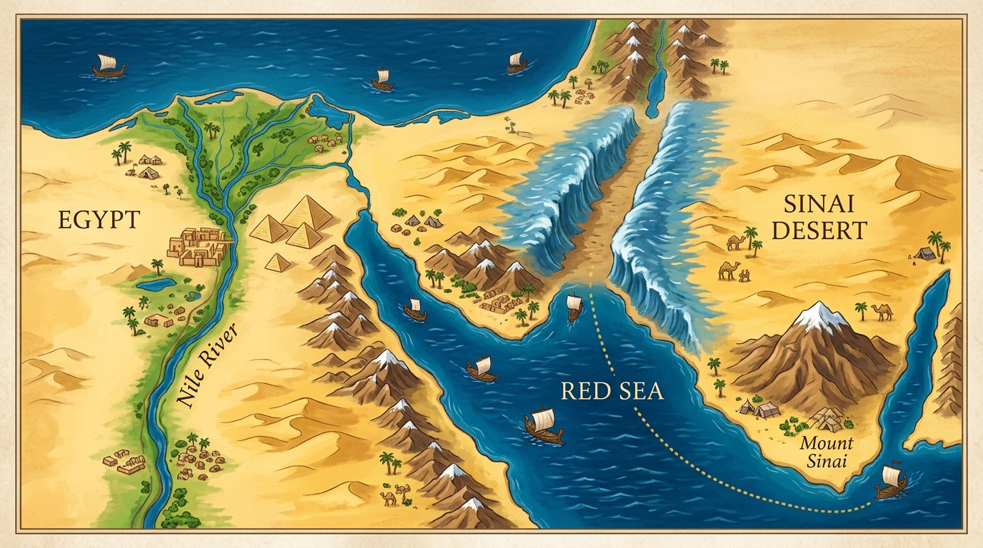 From Egypt to the Sinai wilderness