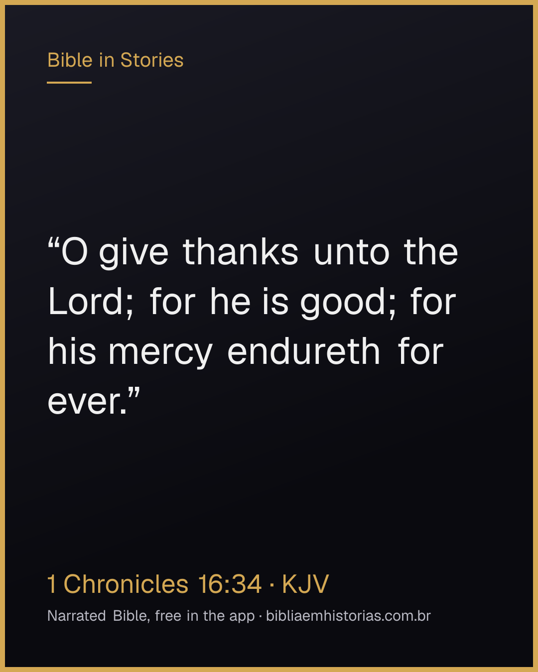 Verse image for 1 Chronicles 16:34 to share