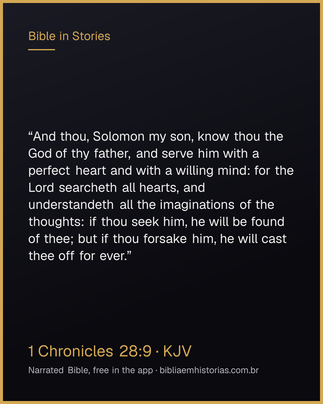Verse image for 1 Chronicles 28:9 to share
