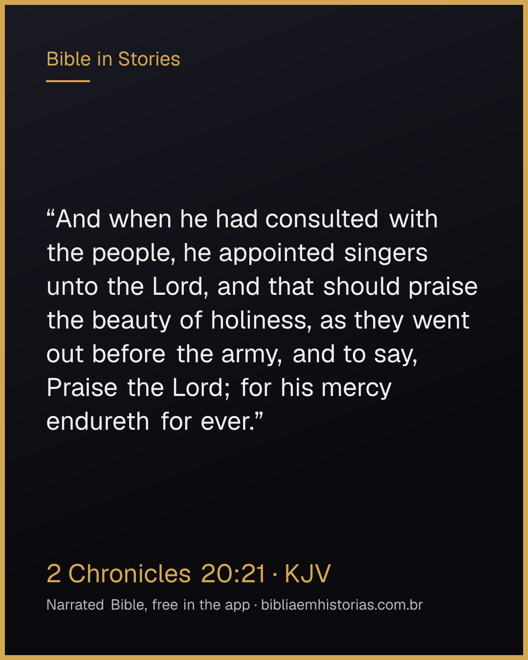 Verse image for 2 Chronicles 20:21 to share