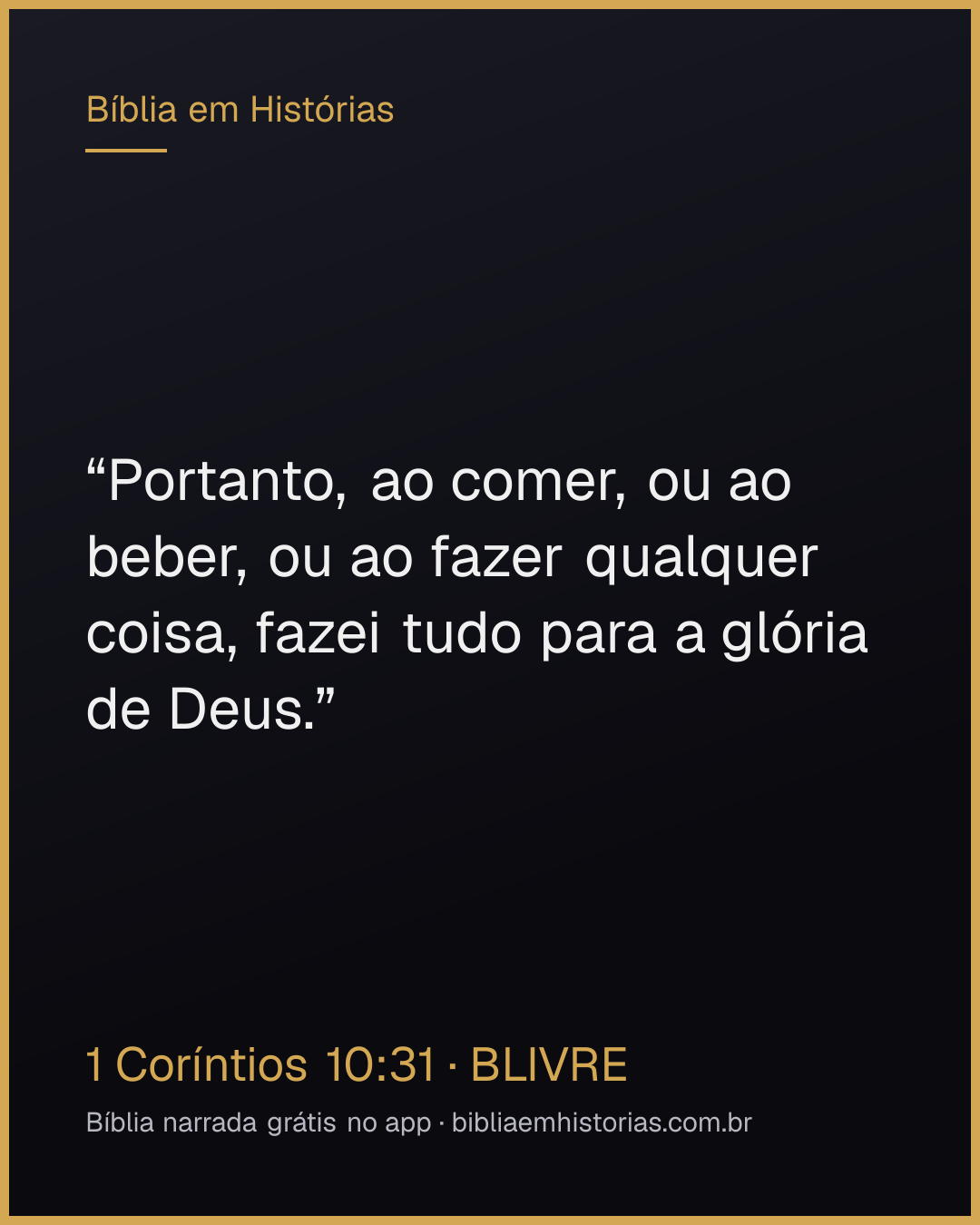 Imagem do versículo 1 Coríntios 10:31 para compartilhar