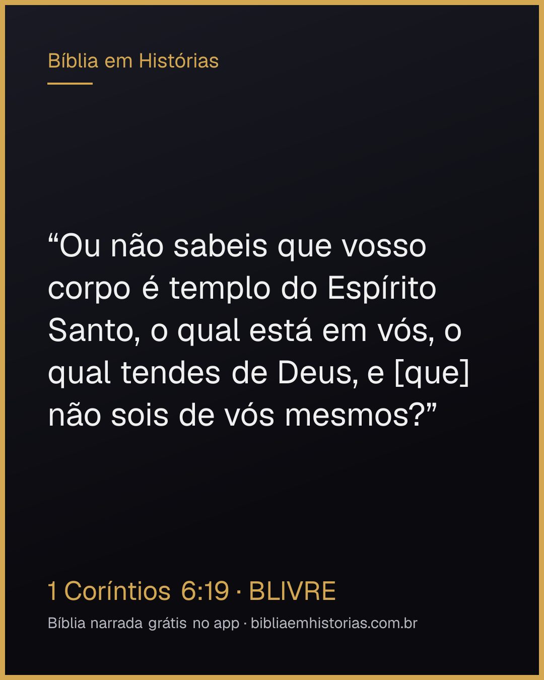 Imagem do versículo 1 Coríntios 6:19 para compartilhar