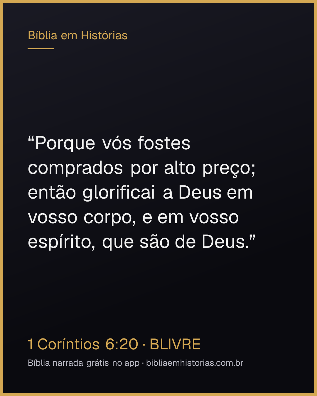 Imagem do versículo 1 Coríntios 6:20 para compartilhar