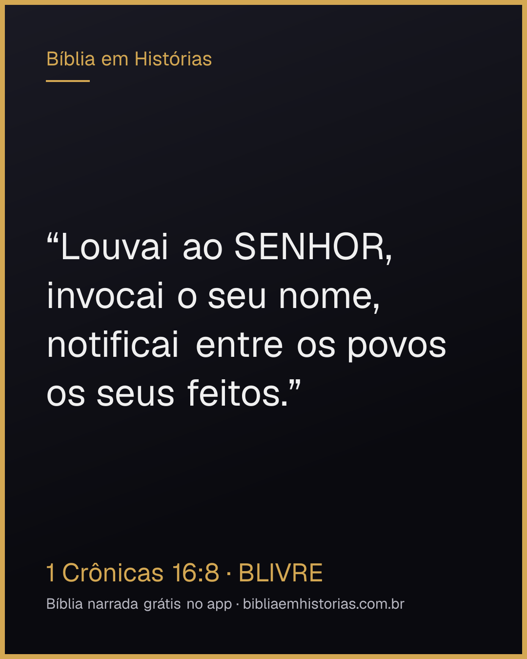Imagem do versículo 1 Crônicas 16:8 para compartilhar