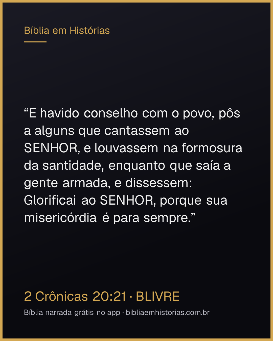 Imagem do versículo 2 Crônicas 20:21 para compartilhar
