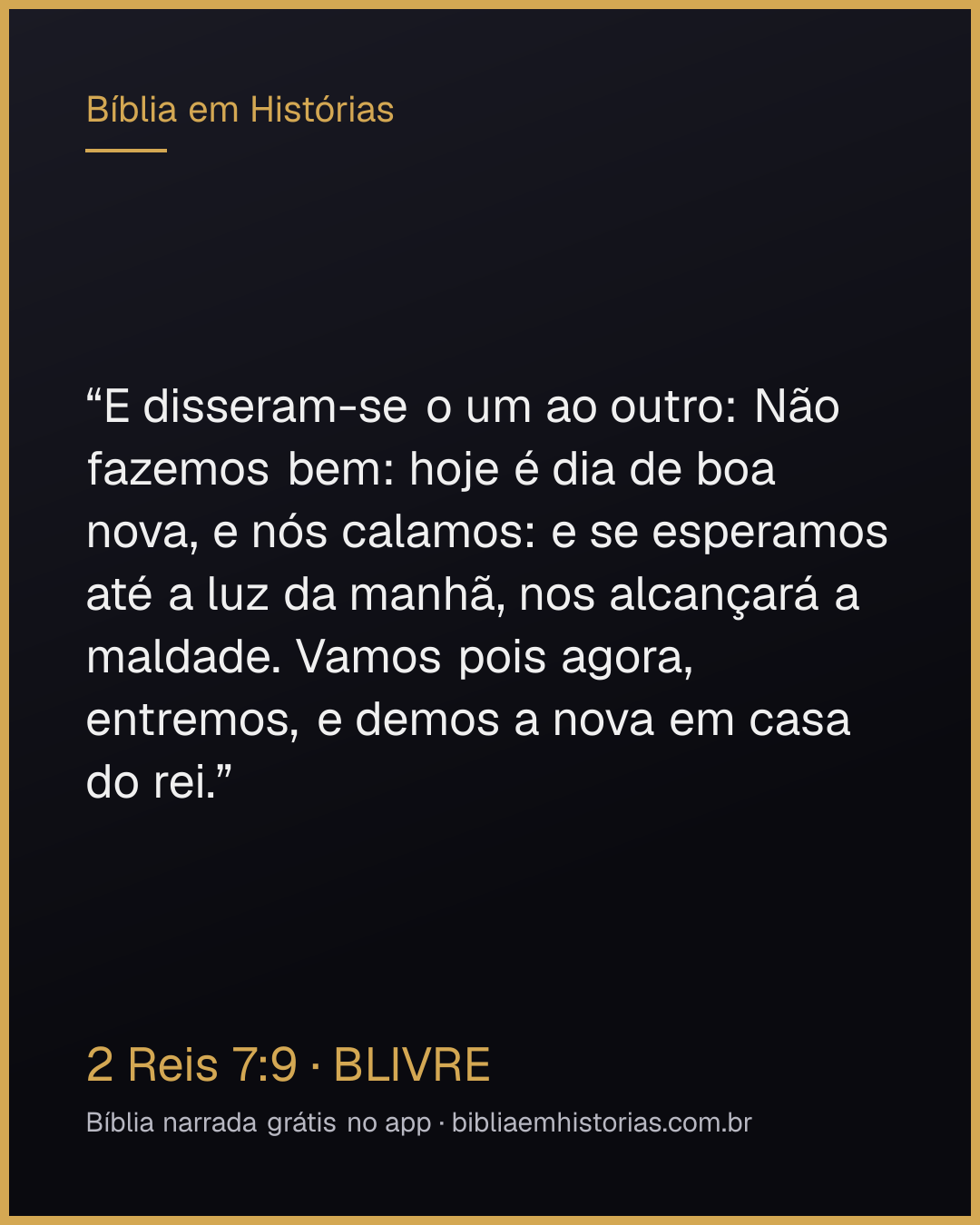 Imagem do versículo 2 Reis 7:9 para compartilhar