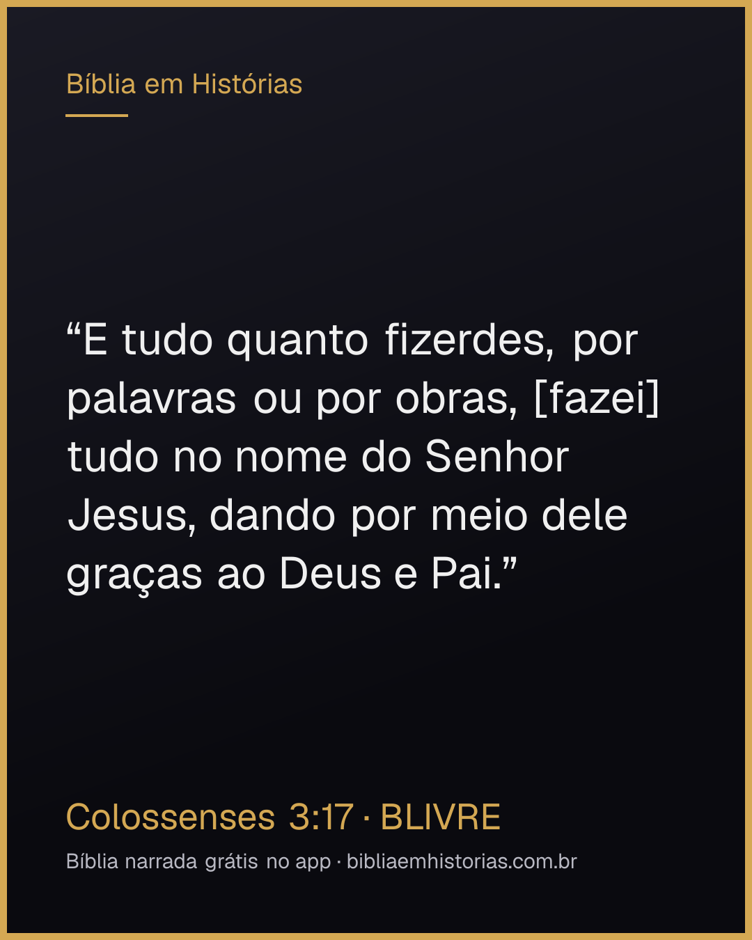 Imagem do versículo Colossenses 3:17 para compartilhar