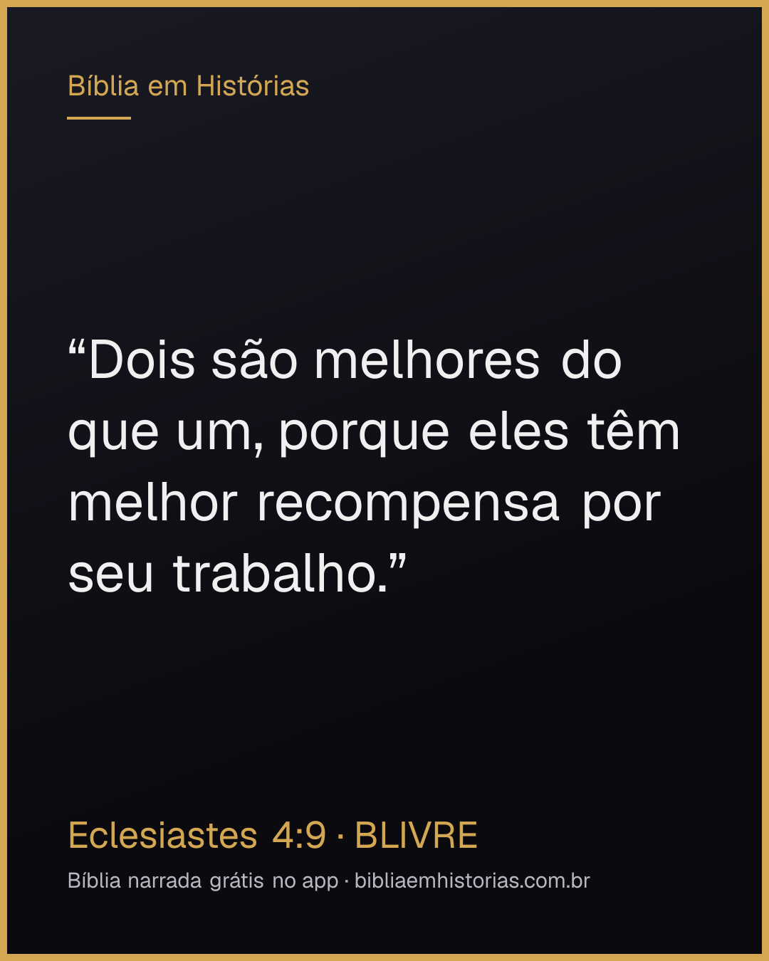 Imagem do versículo Eclesiastes 4:9 para compartilhar