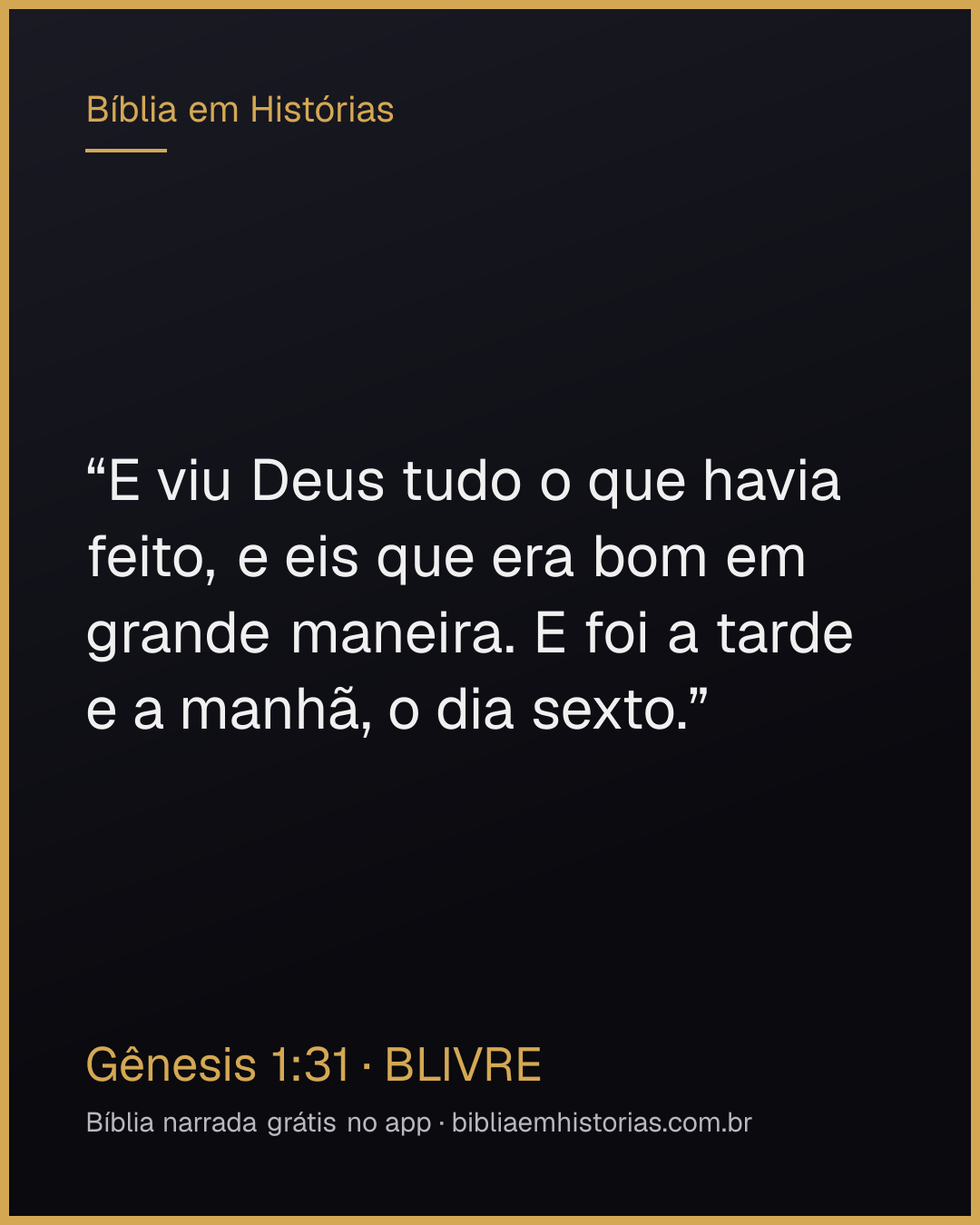 Imagem do versículo Gênesis 1:31 para compartilhar