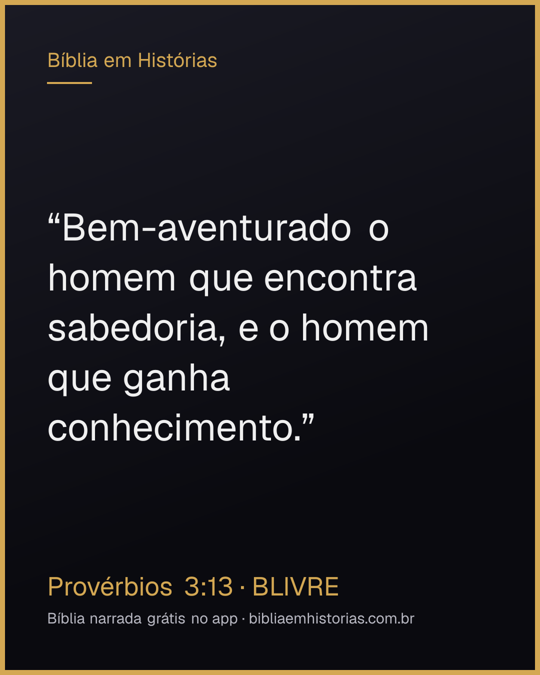 Imagem do versículo Provérbios 3:13 para compartilhar