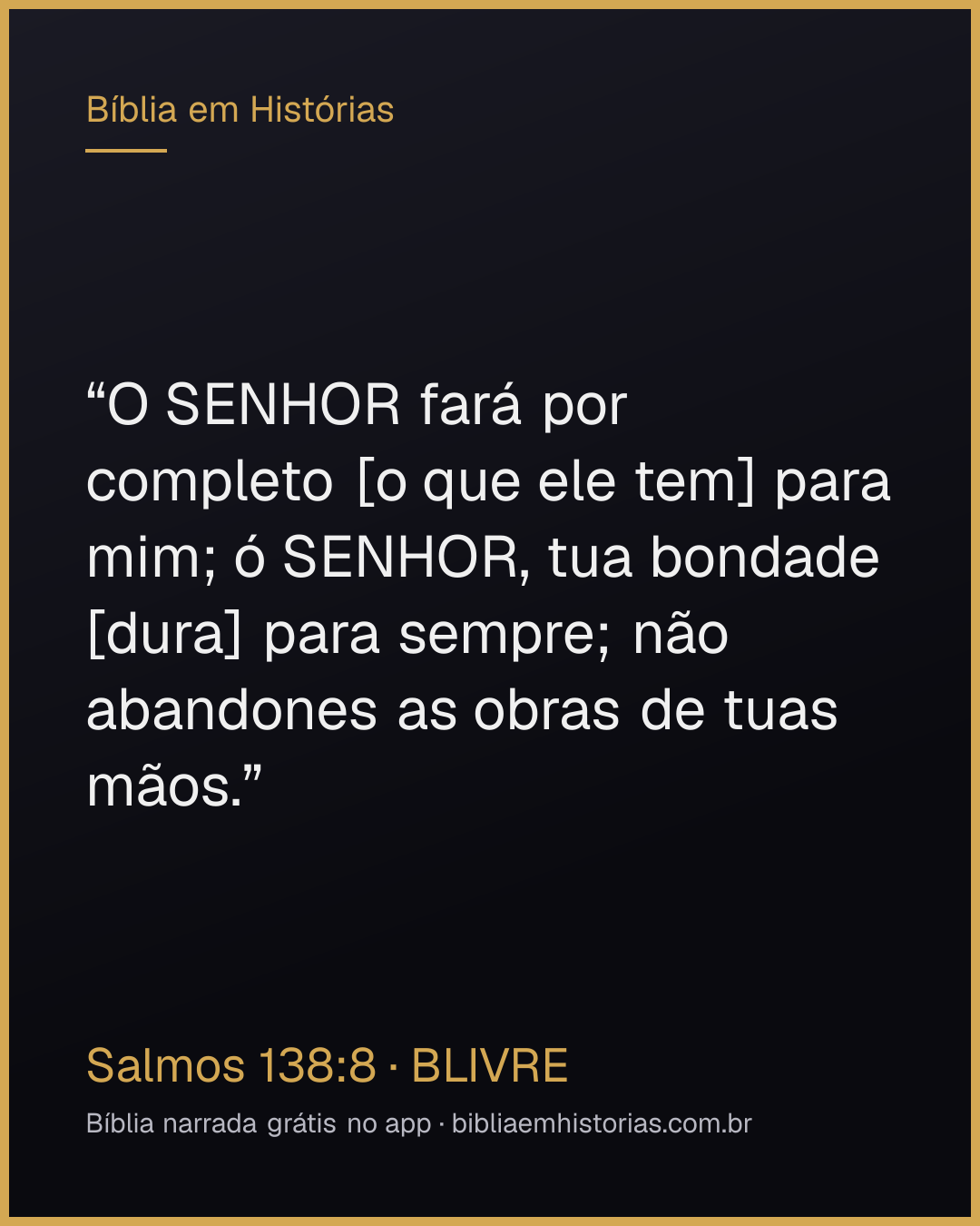 Imagem do versículo Salmos 138:8 para compartilhar